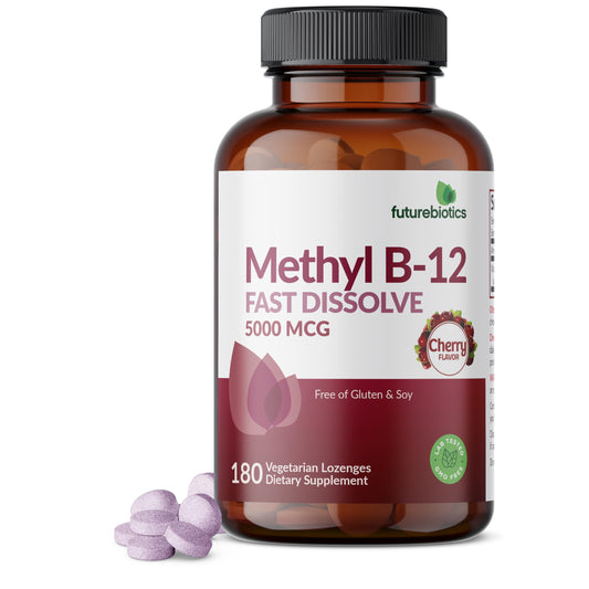 Futurebiotics Methyl B12 5000 MCG Vitamin B12 Methylcobalamin, Cherry Flavor Non-GMO, 60 Vegetarian Lozenges