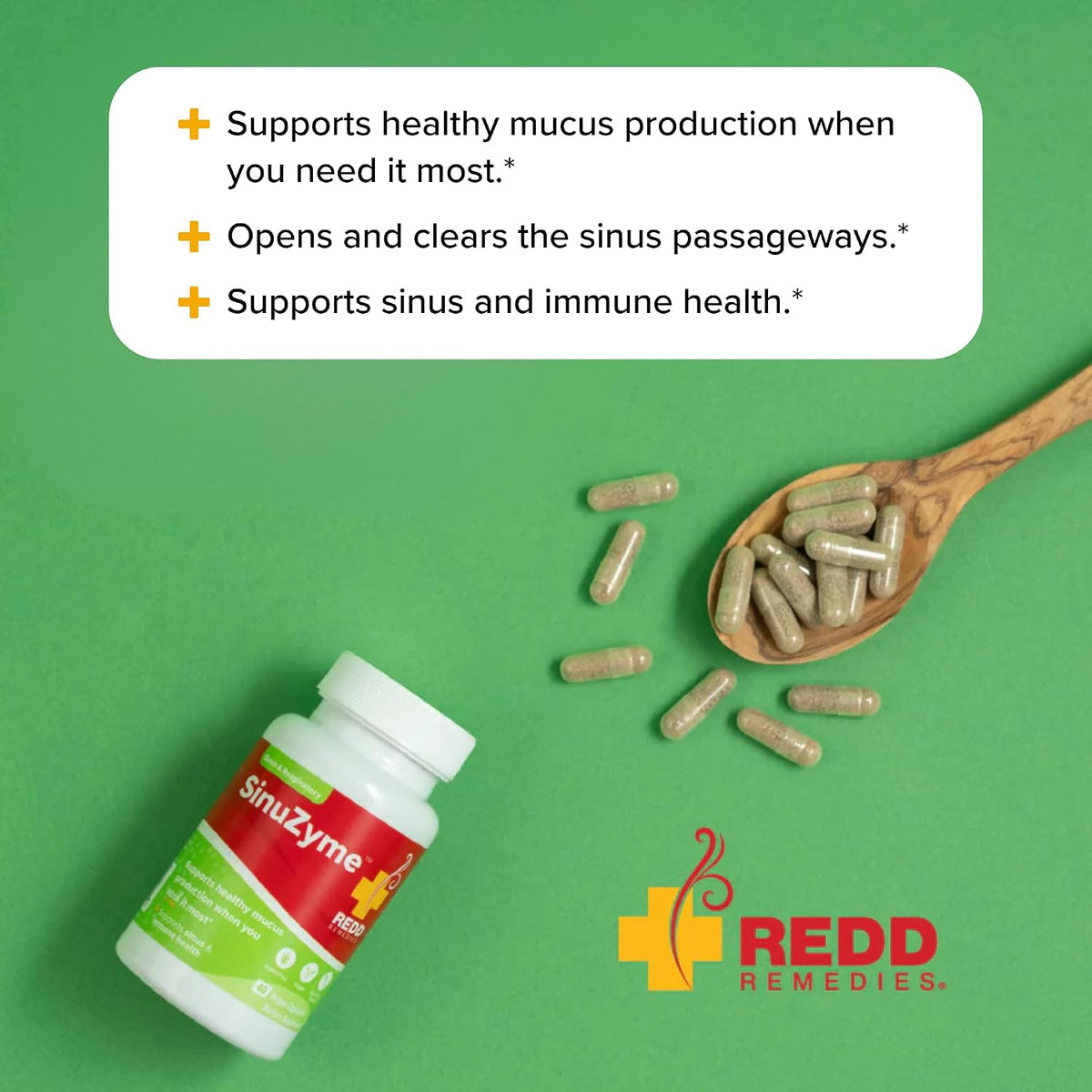 Redd Remedies, SinuZyme, Supports Sinus and Immune Health, 40 Vegan Capsules