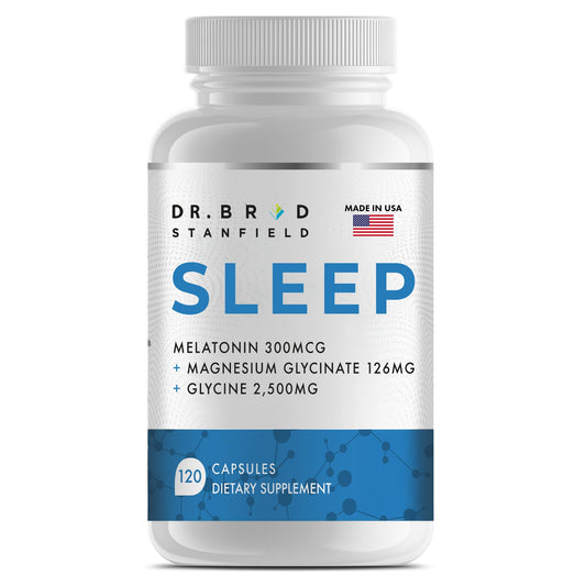 Dr Brad Stanfield Melatonin 300mcg + Magnesium Glycinate 126mg + Glycine 2,500mg for Sleep (120 Count, 30 Servings) Dr Brad StanfieldBuy Supplements Australia