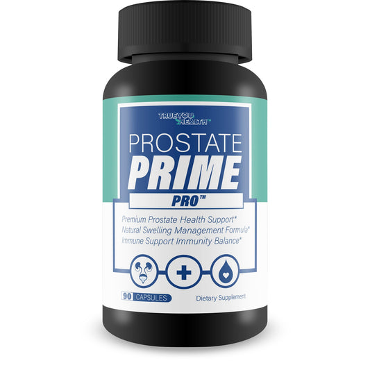 Supplement bottle labeled 'Prostate Prime Pro' on a white background