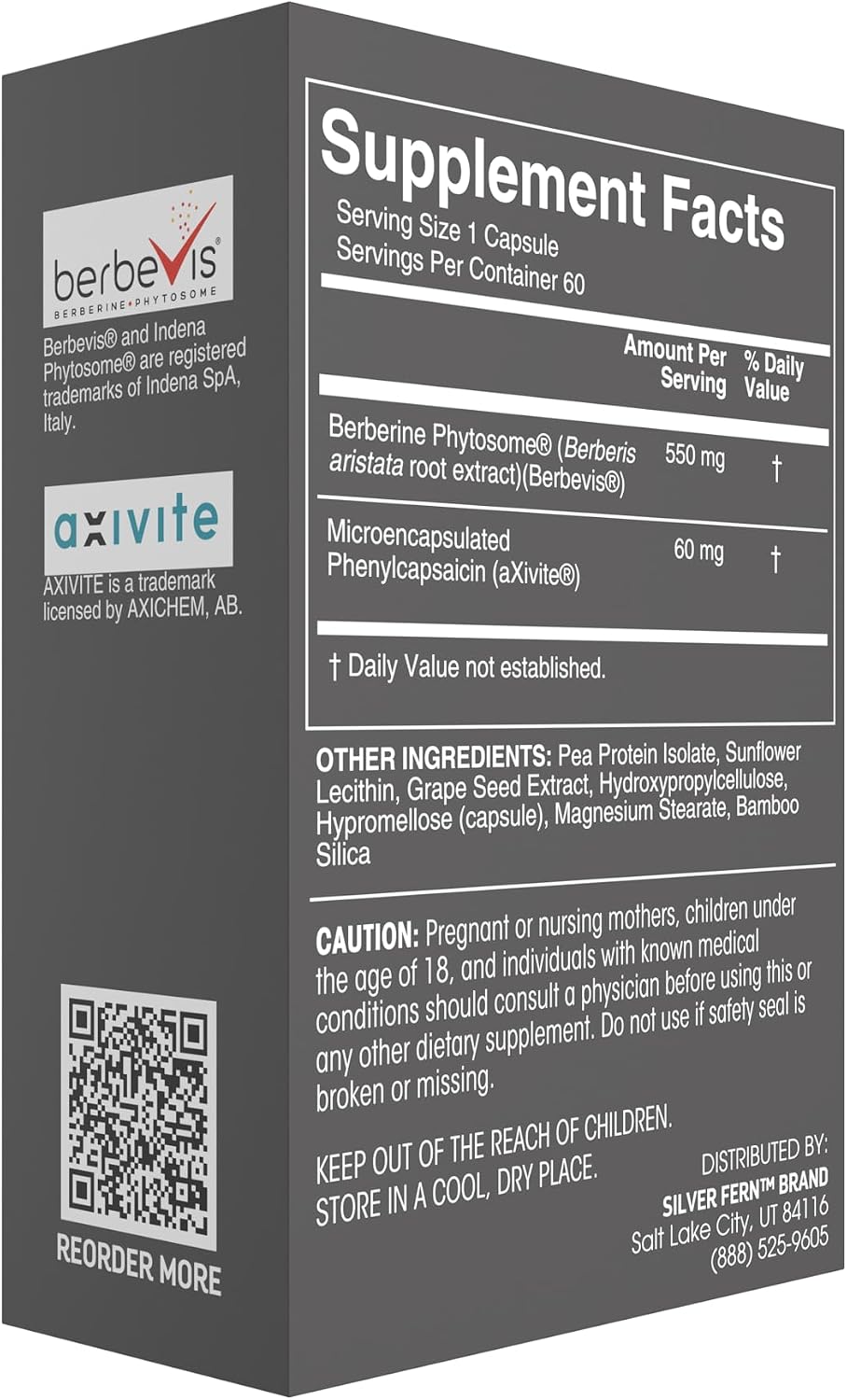 Silver Fern Brand Metabolism Supplement 60 Capsules | Berberine Phytosome & aXivite – Supports Function & Wellness