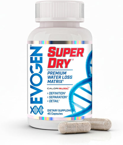 Evogen Super Dry Water Loss Matrix | Bloating Relief | 45 Capsules | Dandelion root, horsetail and juniper berry with magnesium and potassium to reduce retention and reveal definition