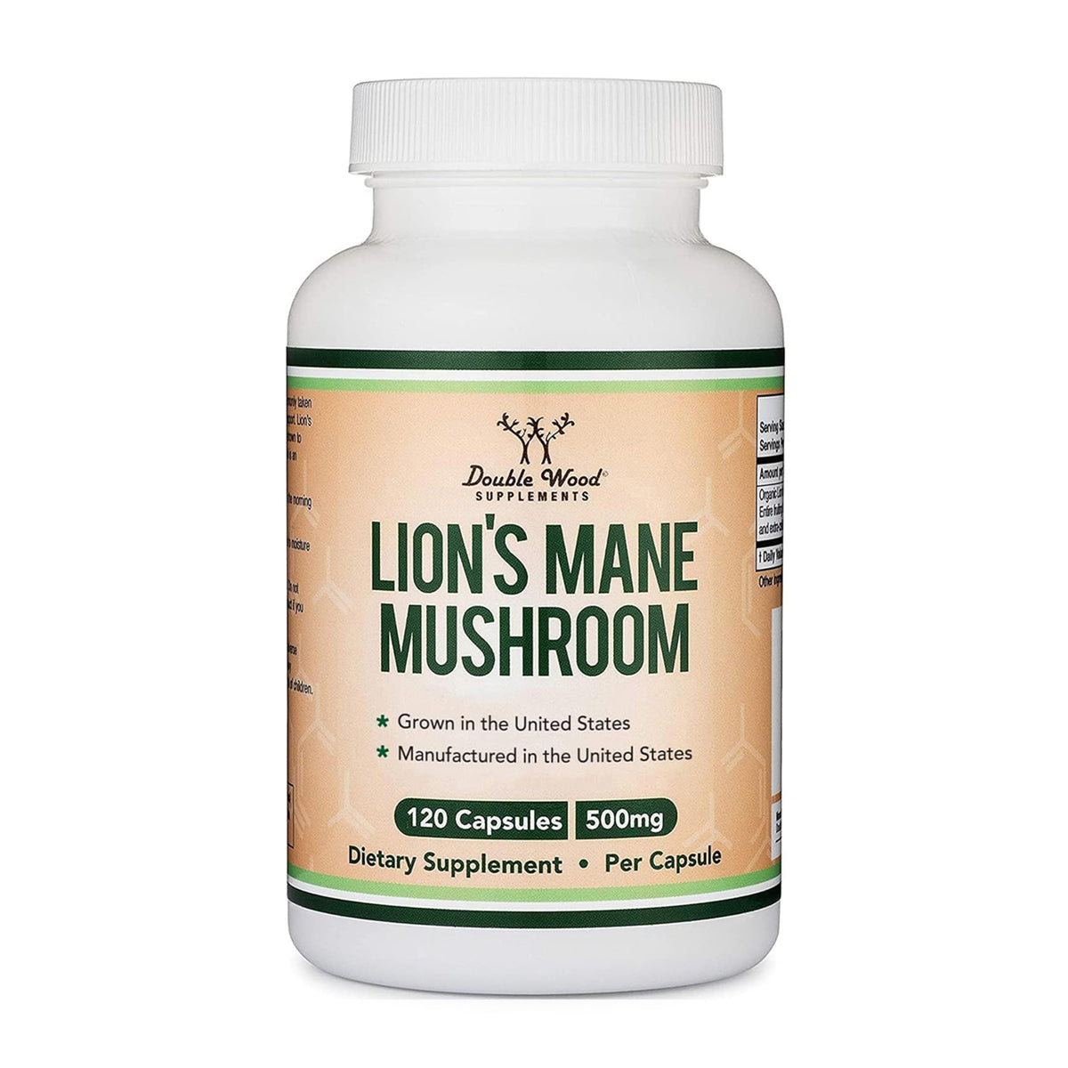 Organic Lions Mane Mushroom Capsules (120 Count), for Focus Support and Immune Health, Third Party Tested and Grown in The USA - by Double Wood