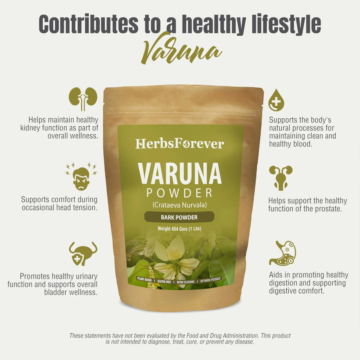 HerbsForever Varuna Powder – Crataeva Nurvala – Prostate Health – Support Prostatic, Kidneys, Gall Bladder and Urinary Tract Health – Non GMO, Organic, Vegan – 454 GMS HerbsforeverBuy Supplements Australia