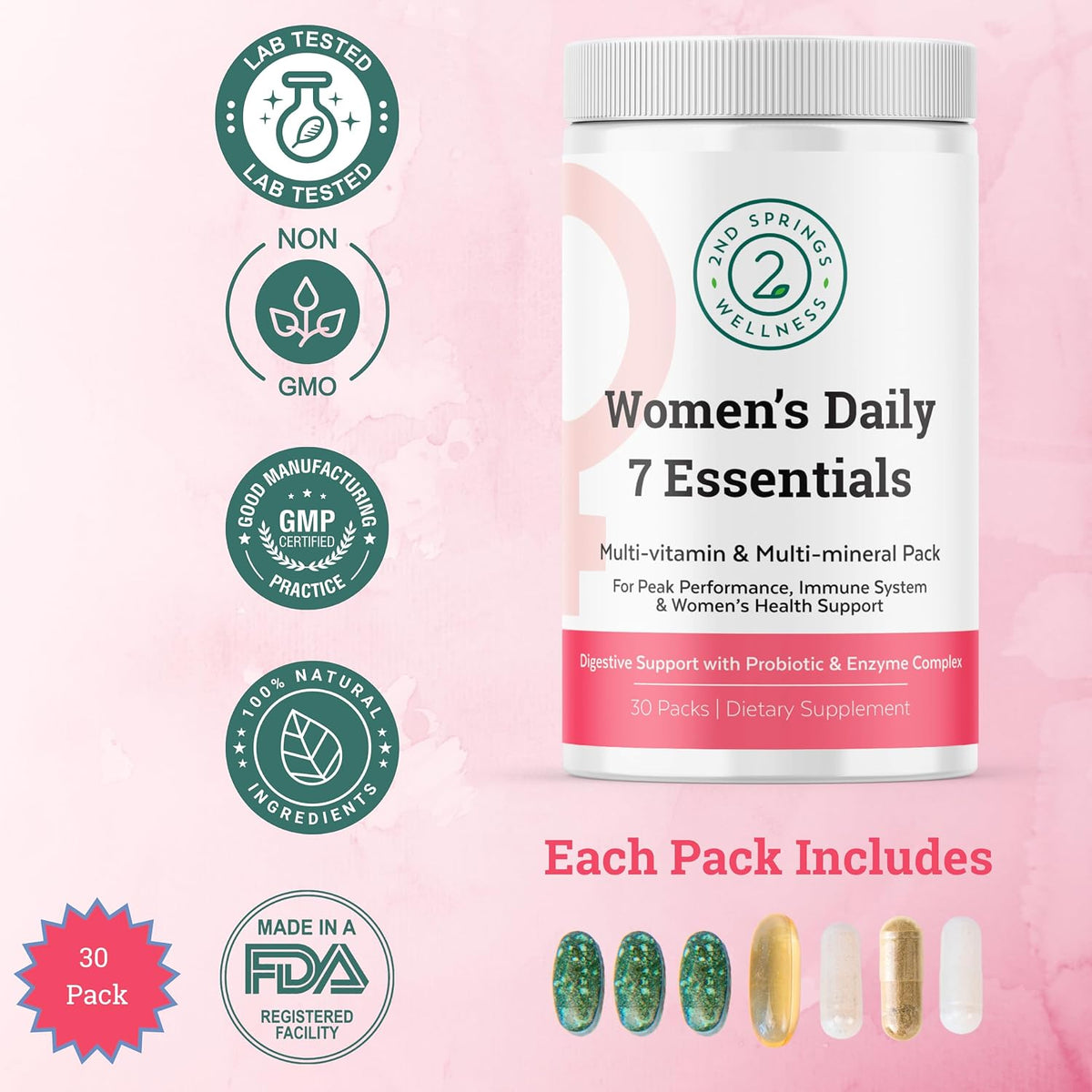 Women's & Men's Daily 7 Essentials + Adaptogen Complex Bundle - Complete Multivitamins with Stress Adaptation Support for Optimal Health