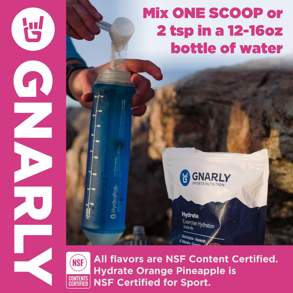Gnarly Nutrition Hydrate Electrolyte Powder – Orange Pineapple Exercise Hydration Drink Mix – NSF Sport Certified – Electrolyte Solution, Performance & Recovery – Orange Pineapple, 14.10 oz