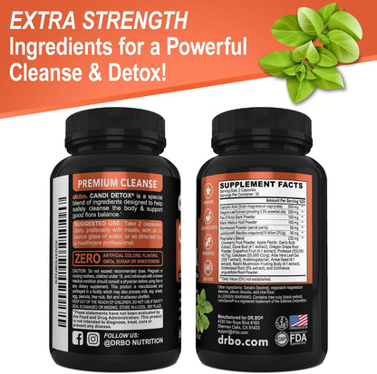 Candida Cleanse Detox for Women & Men - Candi Detox Support Supplement Pills Kit, Anti Overgrowth Gut Balance Probiotic Flora Complex Supplements - Natural Oral Herbal Oregano & Caprylic Acid Capsules