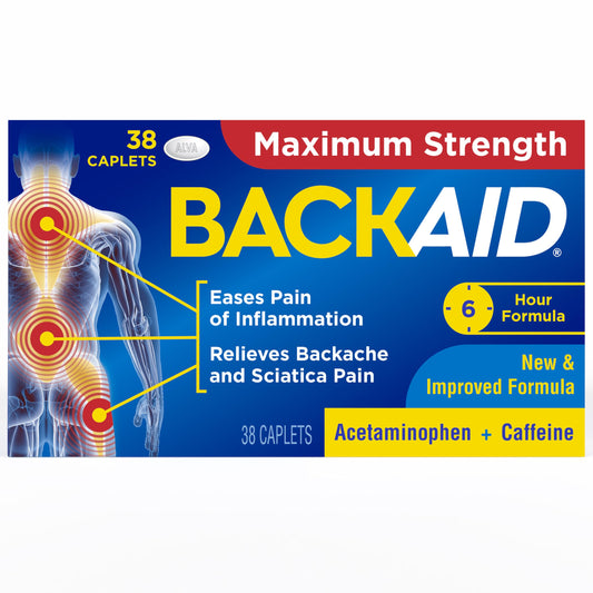 Backaid Maximum Strength Aspirin-Free Pain Relief from Backache, Sciatica and Leg Pain, Powerful Combination, Long-Lasting 6 Hour Formula, 38 Count BackaidBuy Supplements Australia