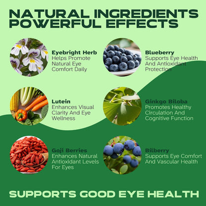 Eyebright Herbal Liquid with Organic Euphrasia, Lutein, Bilberry, Blueberry & Goji – Plant-Based Vegan Supplement for Adults – 2 fl oz