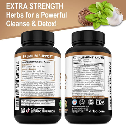 ParaGuard Cleanse Detox Pills - Intestinal Guard Formula Supplement with Black Walnut Wormwood Clove & Oregano Pills - Adults Natural Herbal Intestine Body Gut Cleanser Adults Complete Kit 30 Capsules