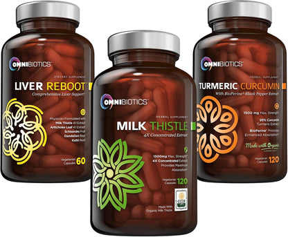 Milk Thisle Capsules + Organic Turmeric Curcumin + Liver Detox Supplement