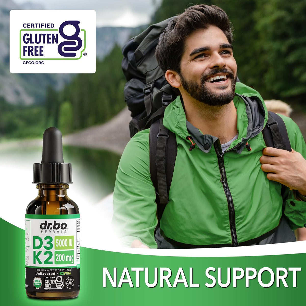 Vitamin D3 K2 Liquid Drops - Organic D3K2 Vitamin D3 K2 Drops Liquid Supplement MCT Oil for Adults & Kids, Calcium Absorption Strong Bones - Vit D and K 5000 IU Supplements, Vitamins D + K MK7 1 Fl Oz