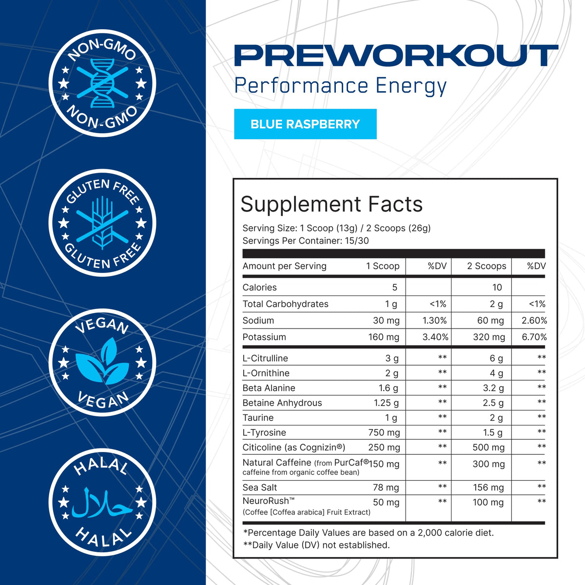AN Performance Pre-Workout Powder Supplement for Men & Women | Energy Drink Mix with 300mg Caffeine + Beta Alanine + Citrulline | Third-Party Tested | Fruit Punch | 30 Servings