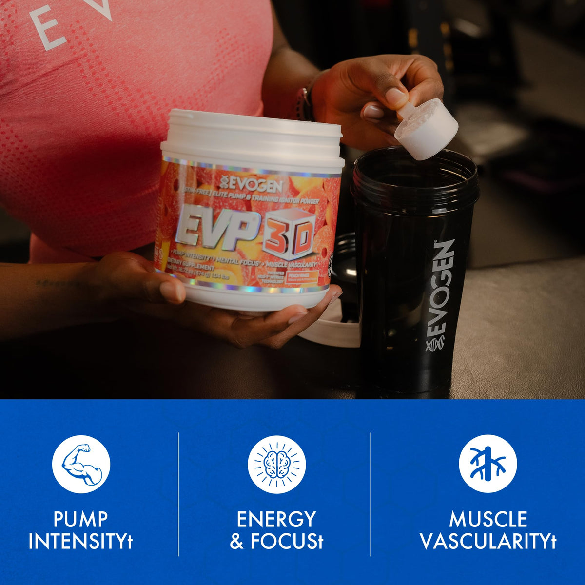 Evogen EVP 3D Stim Free Pre-Workout | Citrus Candy | 40 Servings | Arginine nitrate, L-citrulline, beta-alanine and creatine with lion's mane, L-tyrosine and DMAE for pumps and focus