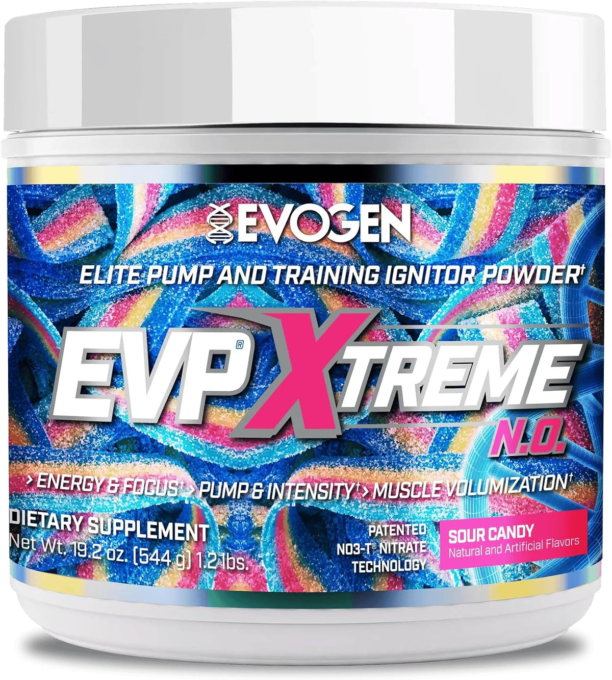 Evogen EVP Xtreme NO Pre-Workout for Men & Women | Sour Candy | 40 Servings | Arginine nitrate, L-citrulline, beta-alanine, creatine and coconut water; caffeine and yohimbe for energy and pumps