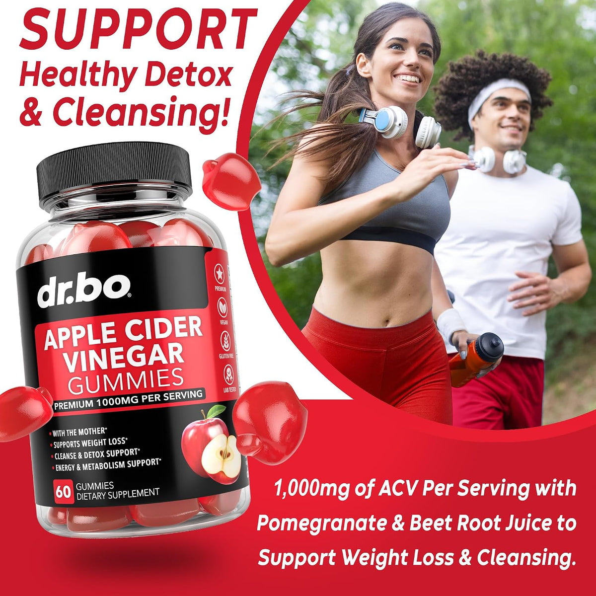 ACV Apple Cider Vinegar Gummies - Natural Support for Advanced Weight Loss, Detox, Cleansing, Digestion Plus Gut Health - ACV Gummies Supplements with 1000MG Apple Cider Vinegar Gummy with The Mother