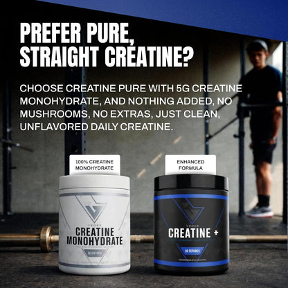 VEDGE Creatine Monohydrate, with PeakO2 Organic Mushroom Blend, 30 Servings | Creatine Monohydrate with Mushrooms, Organic Mushroom Blend With PeakO₂ Cordyceps Lion’s mane and Reishi, Unflavored