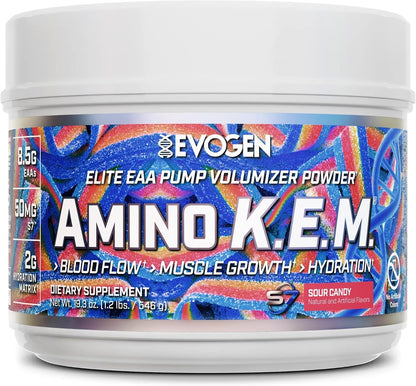 Evogen EVP Xtreme NO Amino K.E.M. Bundle – Pre Workout Powder & EAA/BCAA Pump Volumizer for Muscle Growth, Hydration & Performance | Sour Candy
