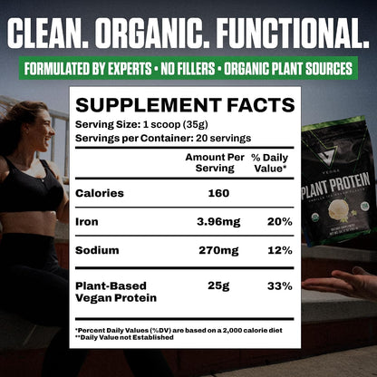 VEDGE Vanilla Protein Powder, USDA Organic Plant Based, 20 Servings | Plant Based Protein Powder, From Pea, Pumpkin, And Sunflower With Smooth Texture For Shakes, Smoothies, Vegan, And Baking
