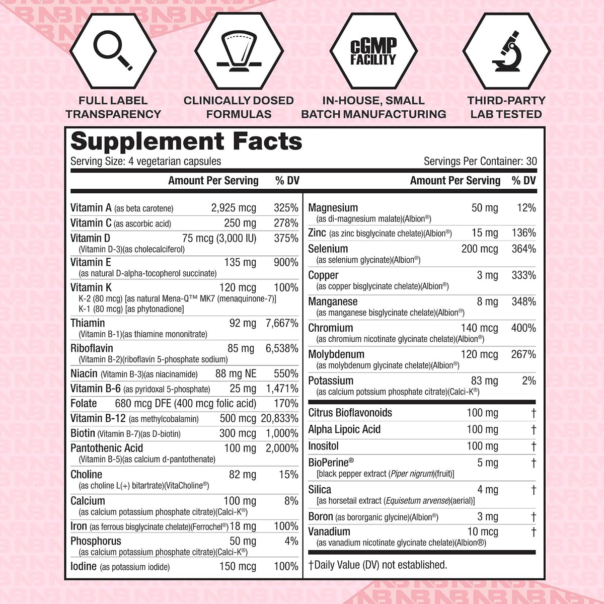 NutraBio Multisport for Women - Womens MultiVitamin - 33 Vitamins, Minerals, Micronutrients - Rich in Antioxidants - Supports Peak Athletic Performance, Energy, Metabolism (120 Vegetable Capsules)