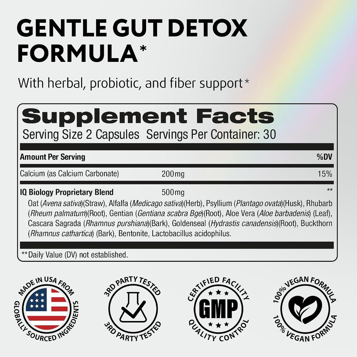 Gut Health Supplement - Herbal Regularity Support with Probiotic & Fiber | Psyllium Husk, Aloe Vera & Cascara Sagrada - Digestive, Gentle Cleanse & Bowel Movement Regularity - 60 Capsules