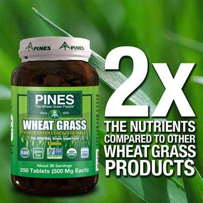 PINES Organic Wheat Grass, 250 Count Tablets | PINES Wheat Grass as featured in the new blockbuster film, Ocean's 8! Pines buy supplements Au