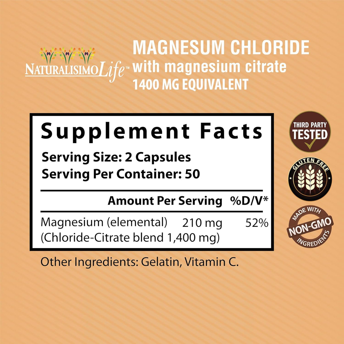 Magnesium Chloride (Cloruro de Magnesio) 1,400 mg per serving high absorption with Magnesium Citrate