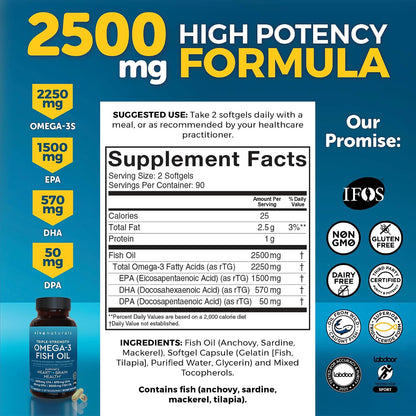 Viva Naturals 1250 mg Antarctic Krill Oil and 2,500 mg Triple-Strength Omega-3 Fish Oil Bundle, Providing Omega-3 EPA and DHA