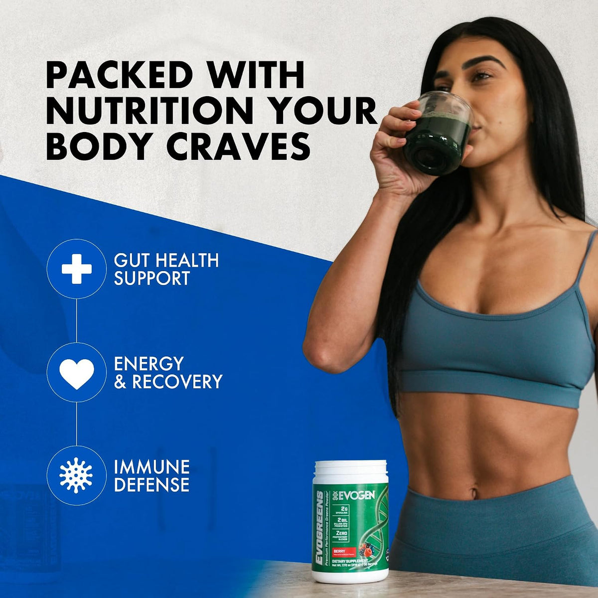 Evogen Evogreens Super Greens | Wellness | Berry | 30 Servings | Spirulina, Vitagranate pomegranate extract and Bacillus probiotics; properly dosed for recovery, detox and immune health