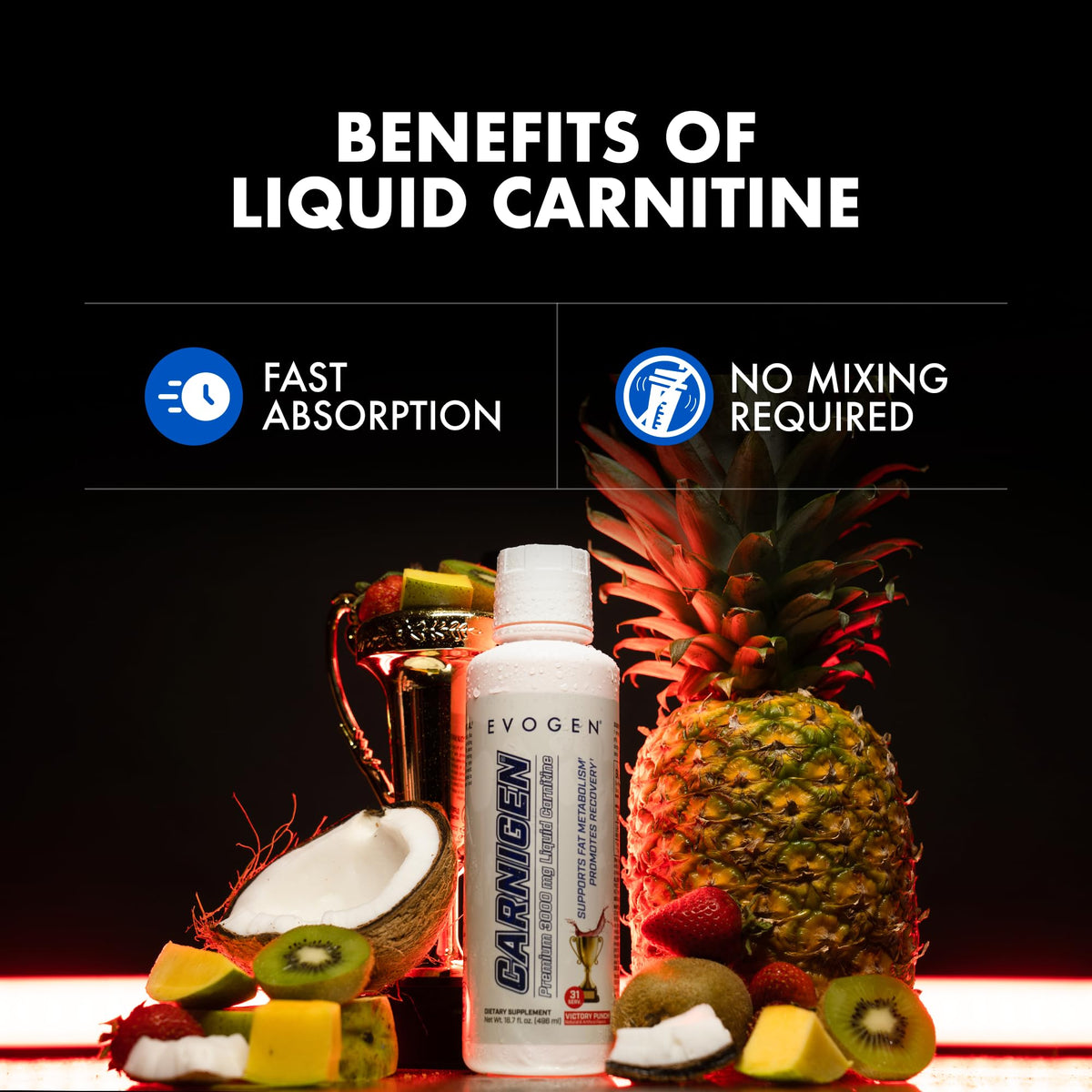 Evogen Carnigen Liquid 3000 | Energy Support | Sour Gummies | 31 Servings