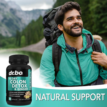 Colon Cleanser Detox for Weight Flush - 15 Day Colon Cleanse Pills with Ginger - Fast Natural Laxative, Constipation Relief, Bowel Movement Supplements for Intestinal Stomach Bloating Gut Loss Support