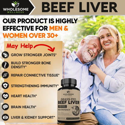 Wholesome Wellness Probiotics for Women 100 Billion CFUs with Prebiotics, Digestive Enzymes + Grass Fed Desiccated Beef Liver Capsules Bundle
