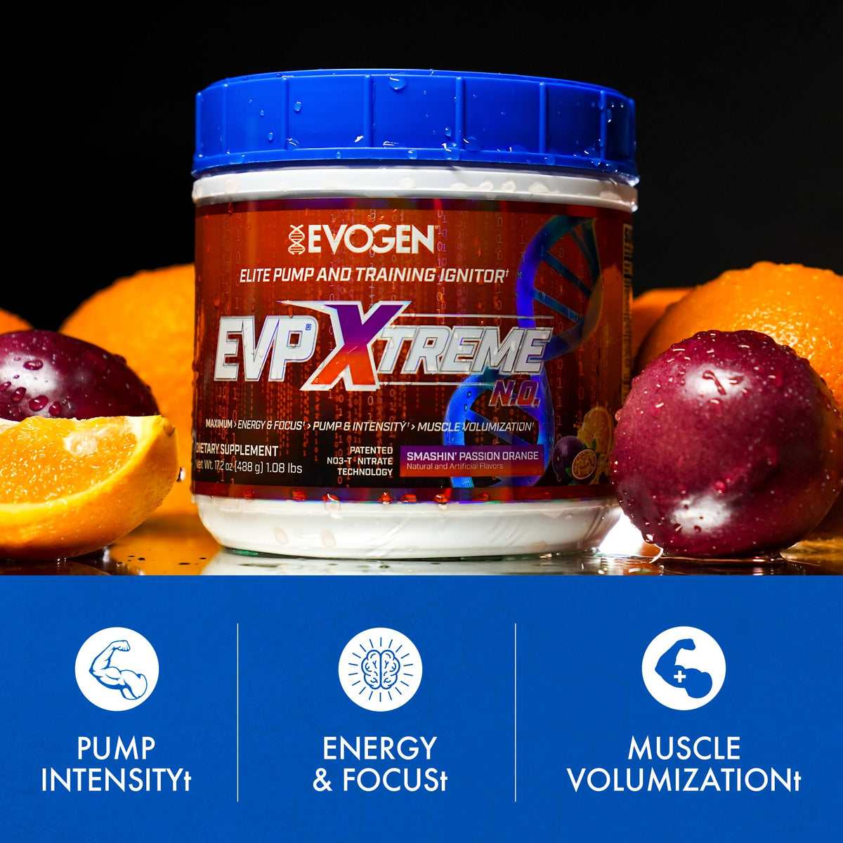 Evogen EVP Xtreme NO Pre-Workout for Men & Women | Sour Candy | 40 Servings | Arginine nitrate, L-citrulline, beta-alanine, creatine and coconut water; caffeine and yohimbe for energy and pumps