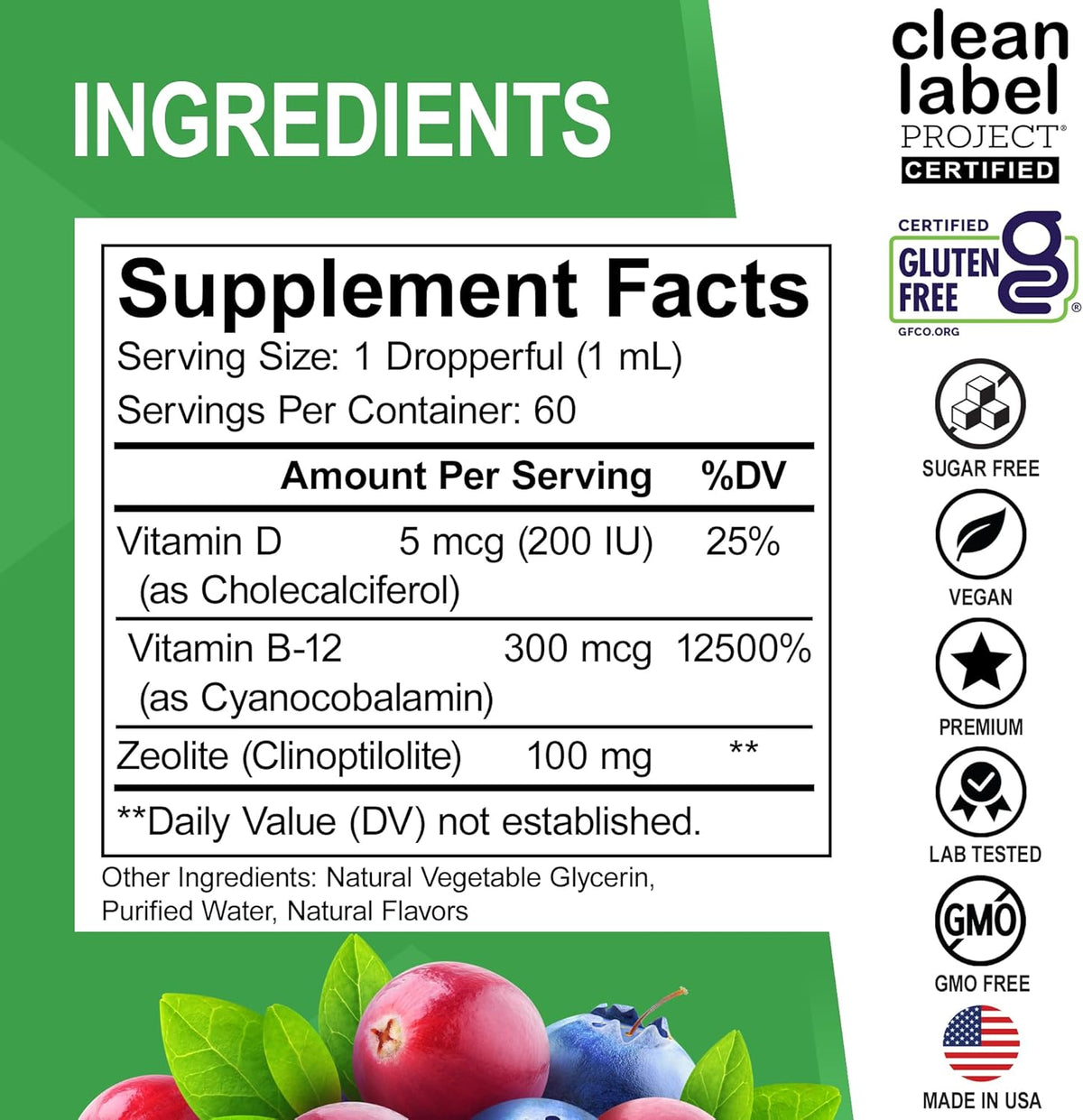 Zeolite Detox for Kids Liquid Drops - Advanced Clinoptilolite with Pure Vitamins B12 & D - Kids Gentle Body Daily Cleanse Focus & Speech Extra Clinoptilolite Zeolite Drops Detox Cleanse Supplement 2oz