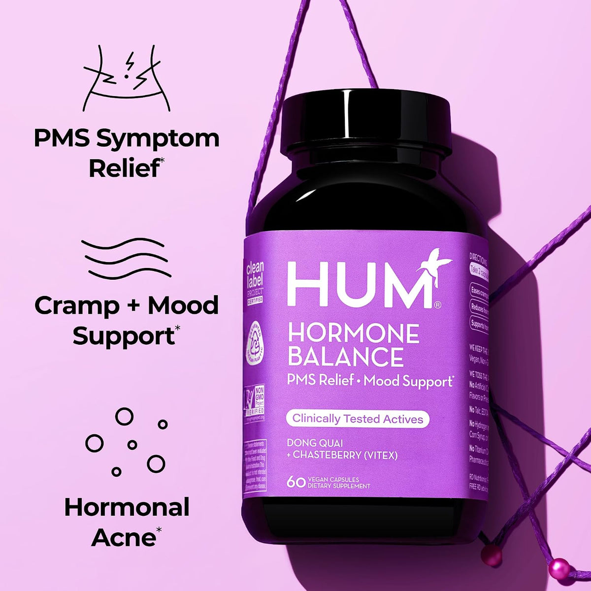 HUM Hormone Balance Supplement Chasteberry & Dong Quai, Women, 60 Count