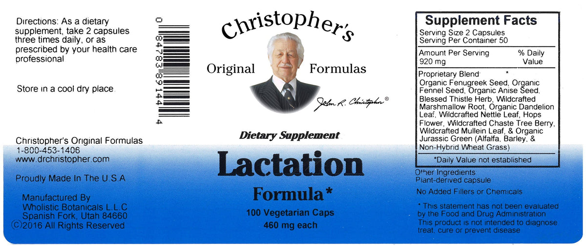 Christopher's Original Formulas Lactation Formula, 100 Capsules (Pack of 2) Christopher's Original FormulasBuy Supplements Australia