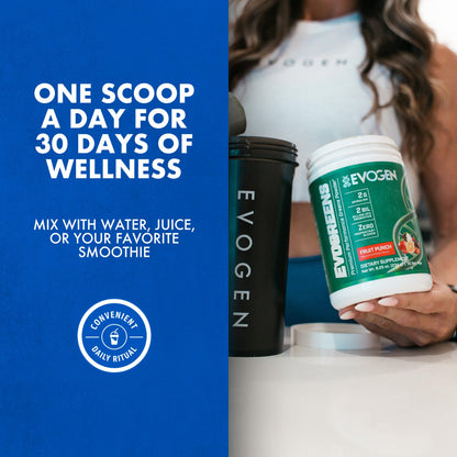 Evogen Evogreens Super Greens | Wellness | Berry | 30 Servings | Spirulina, Vitagranate pomegranate extract and Bacillus probiotics; properly dosed for recovery, detox and immune health