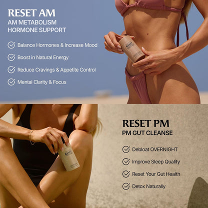 Paulina FITNESS Reset Detox Duo AM + PM Weight Loss Support Bundle | Supports Metabolism, Appetite Control, Digestion & Overnight Detox, 30-Day Supply, Vegan, Gluten & Cruelty-Free