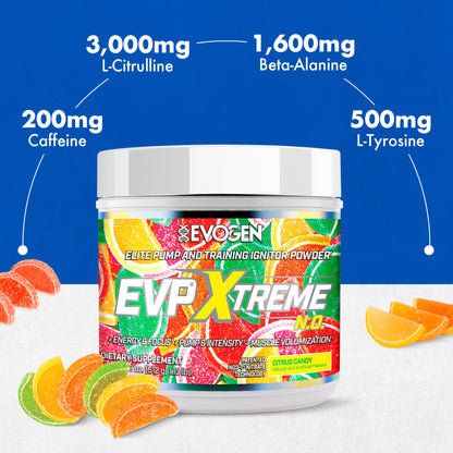 Evogen EVP Xtreme NO Pre-Workout for Men & Women | Sour Candy | 40 Servings | Arginine nitrate, L-citrulline, beta-alanine, creatine and coconut water; caffeine and yohimbe for energy and pumps