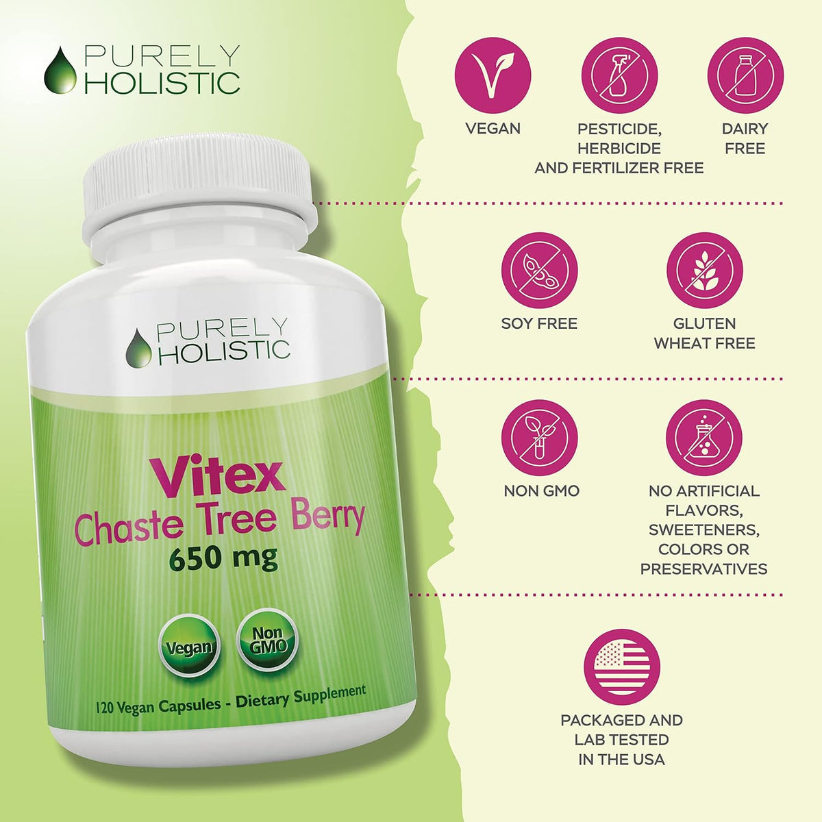 Purely Holistic Dim 400mg & Bioperine + Vitex Chaste Berry 650mg Bundle - 270 Vegan Capsules - Made in the USA