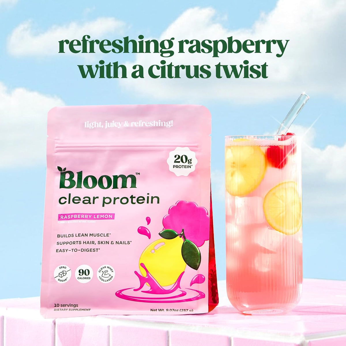 Bloom Raspberry Lemonade Clear Protein and Energy Stick Packs Bundle
