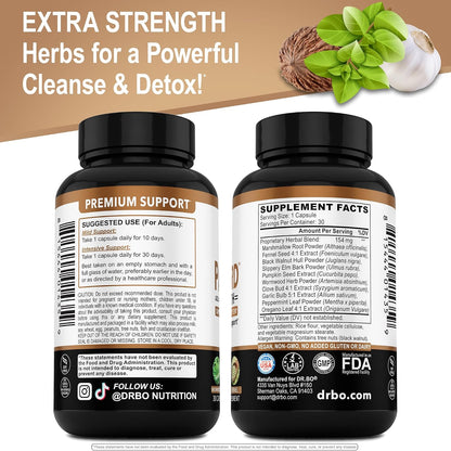 ParaGuard Cleanse Detox Pills - Extra Strength Intestinal Guard Formula Supplement, Black Walnut Wormwood Clove & Oregano - Adults Natural Herbal Intestine Body Gut Cleanser Complete Kit 30 Capsules