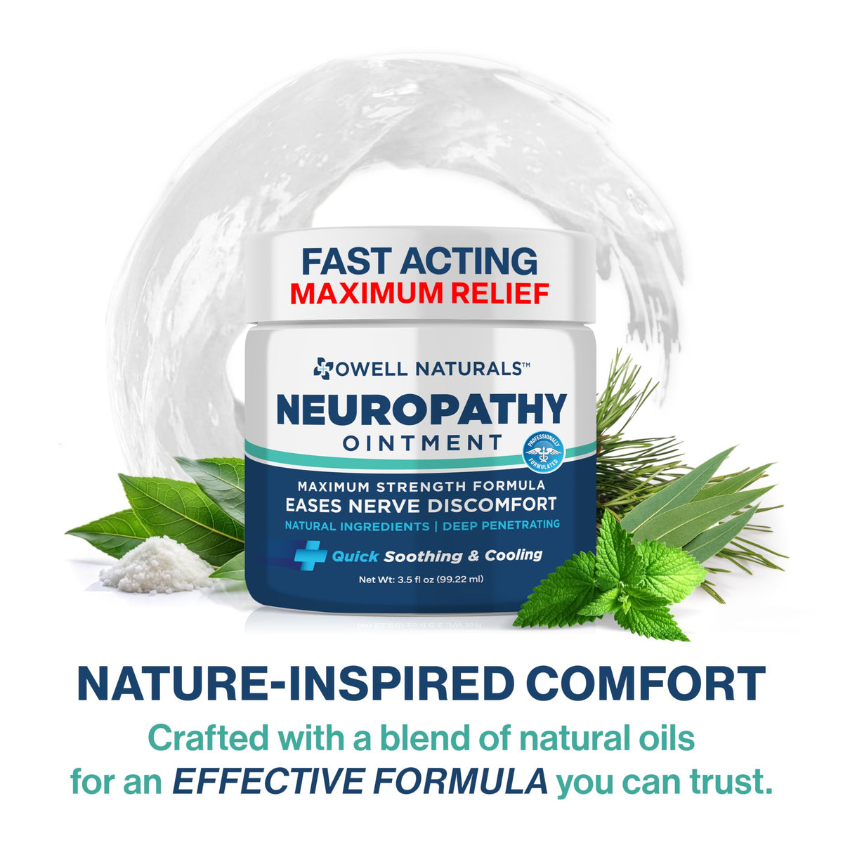 Owell Naturals Neuropathy Nerve Ointment for Feet, Fingers, Hands, Toes, Back, Legs & Arms - Fast-Acting Formula, Max Strength, Cooling Effect, 3.5 Fl Oz Owell NaturalsBuy Supplements Australia