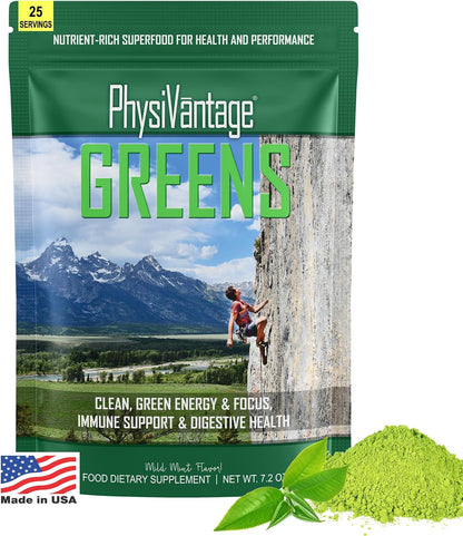 PhysiVantage Supercharged Collagen Peptides Powder - Unflavored & Organic Greens Powder