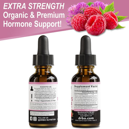 Hormone Balance for Women & PMS Relief - Women's Wellness Organic Hormonal Balance Supplements Liquid Drops & Menstrual Cramp Period Support - Raspberry Leaf, Chasteberry, Black Cohosh Supplement 1 Oz