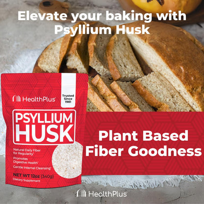 Health Plus Daily Psyllium Husk Fiber, 24 oz, 96 Servings | Pure psyllium husk fiber supplement; helps with occasional constipation, supports daily regularity, and keto baking uses