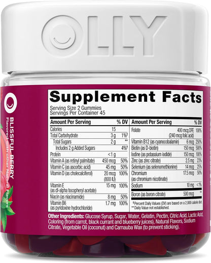 OLLY Women's Multivitamin, Supports Overall Wellness,* Biotin - 90 Count