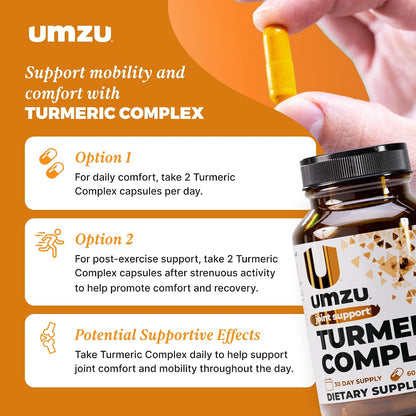 UMZU Turmeric Curcumin Supplement, 30 Day Supply | Bromelain, Boswellia and BioPerine Black Pepper, Joint Support, Immune Support, Antioxidant Support, Daily Wellness