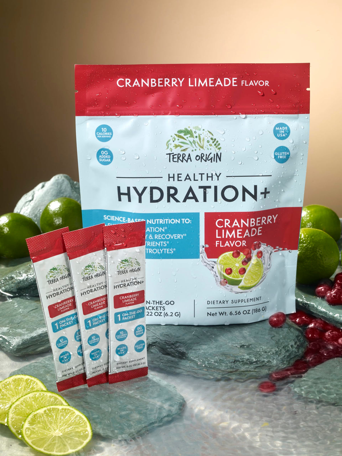 TERRA ORIGIN Healthy Hydration+ Electrolyte Powder Packets | Sugar Free, Gluten Free Drink Mix | Lemonade | 30 Servings (1-Pack)