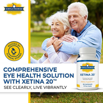Xetina 20 - Lutein and Zeaxanthin Eye Vitamins - Adults and Seniors Care | Eye Nutrient Complex, Daily Vision Support, Bilberry and Grape Seed, Simple Once-Daily Routine, Non-GMO